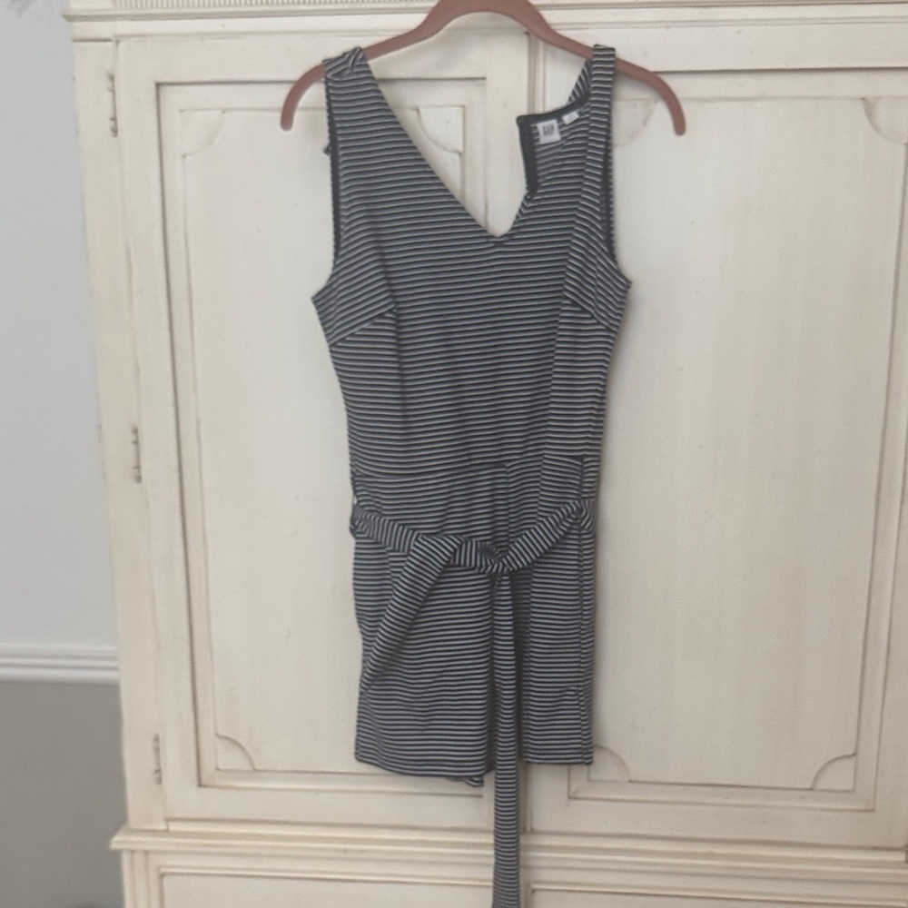 Striped Sleeveless Dress with Belt